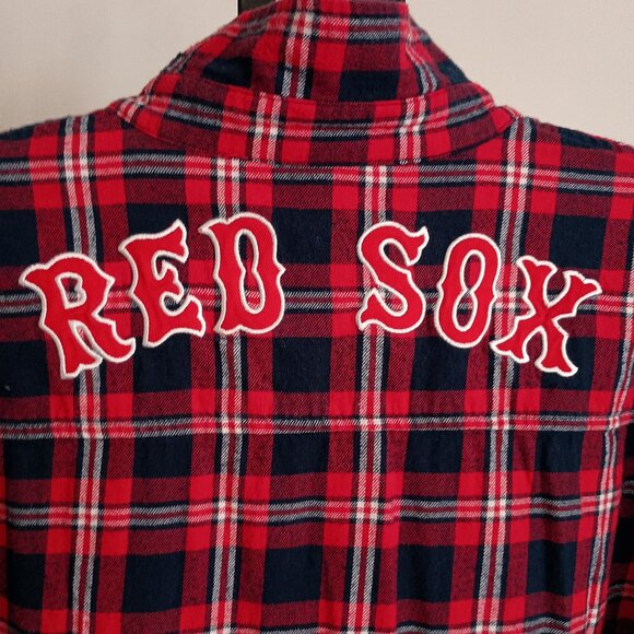 MLB Other - Red Sox Plaid Flannel Big Lettering Mens XL